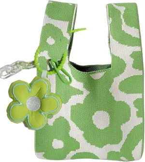 Women's Crochet Wrist Bag,Cute Tote Sleeve Knot Pouch,Pendant Keychain Bag Pendant,Lightweight Casual Women Bag