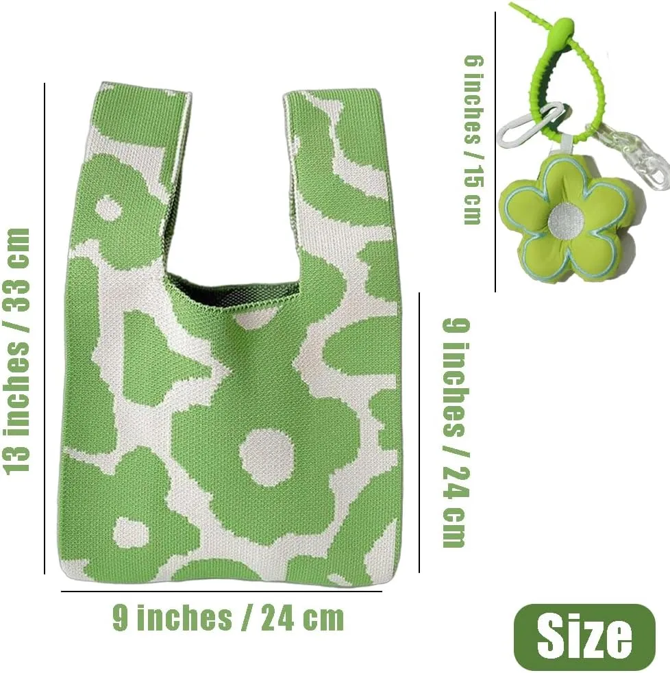 Women's Crochet Wrist Bag,Cute Tote Sleeve Knot Pouch,Pendant Keychain Bag Pendant,Lightweight Casual Women Bag