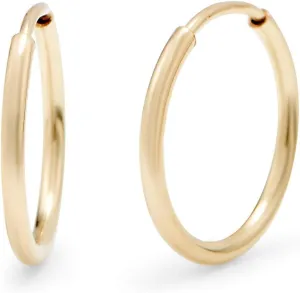 Women's Gold Tone 1/2 Inch Hoop Earrings - Hoop Earrings - Dainty Jewelry - Minimalist Jewelry - Gifts for Mom