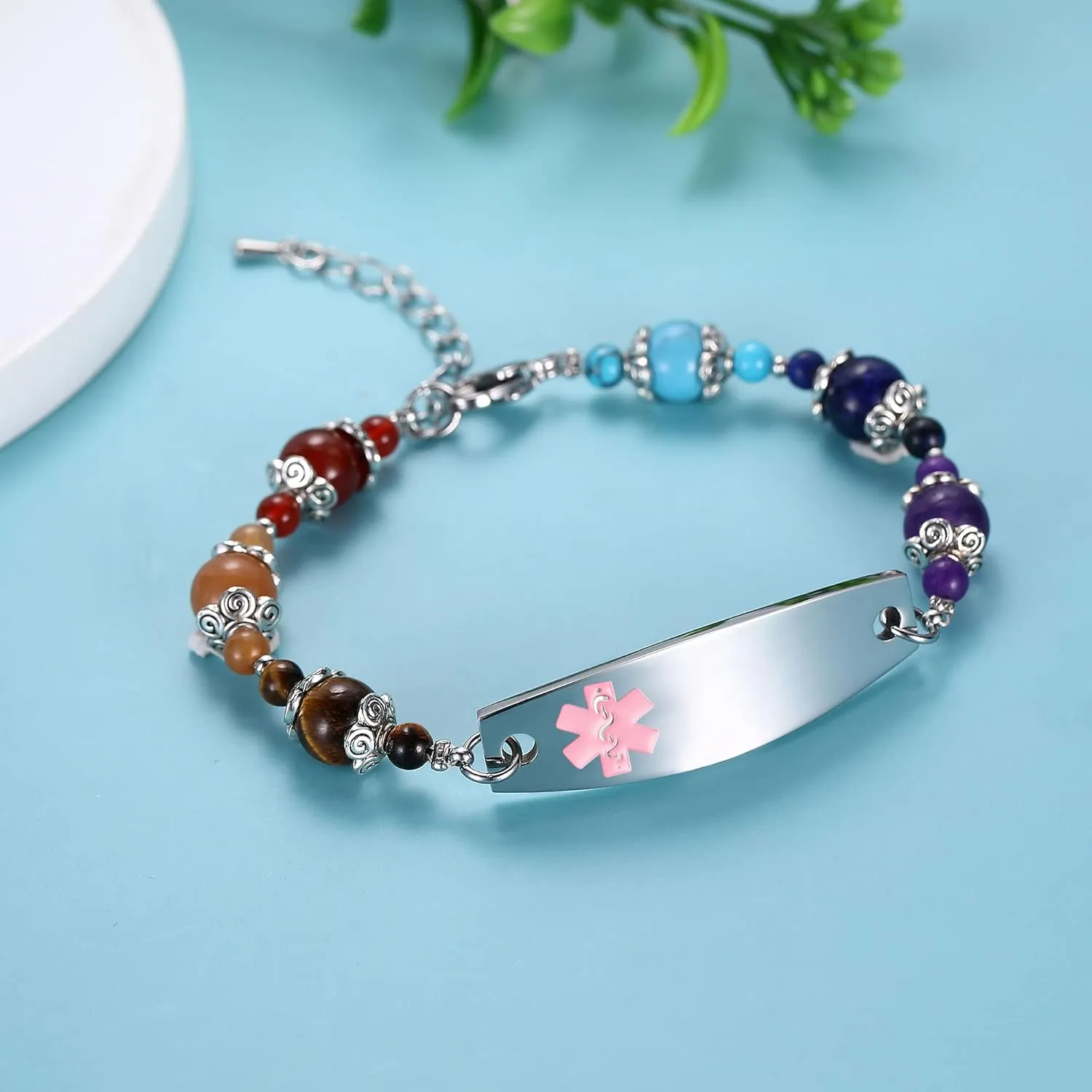 Women's Medical Alert ID Bracelets | Pre Engraved Type 1 Type 2 Diabetes Epilepsy Blood Thinner ID Bracelet | Diabetes Awareness Bracelet