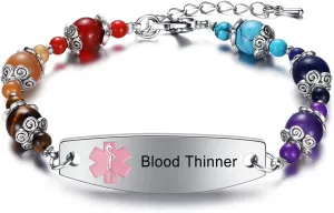 Women's Medical Alert ID Bracelets | Pre Engraved Type 1 Type 2 Diabetes Epilepsy Blood Thinner ID Bracelet | Diabetes Awareness Bracelet
