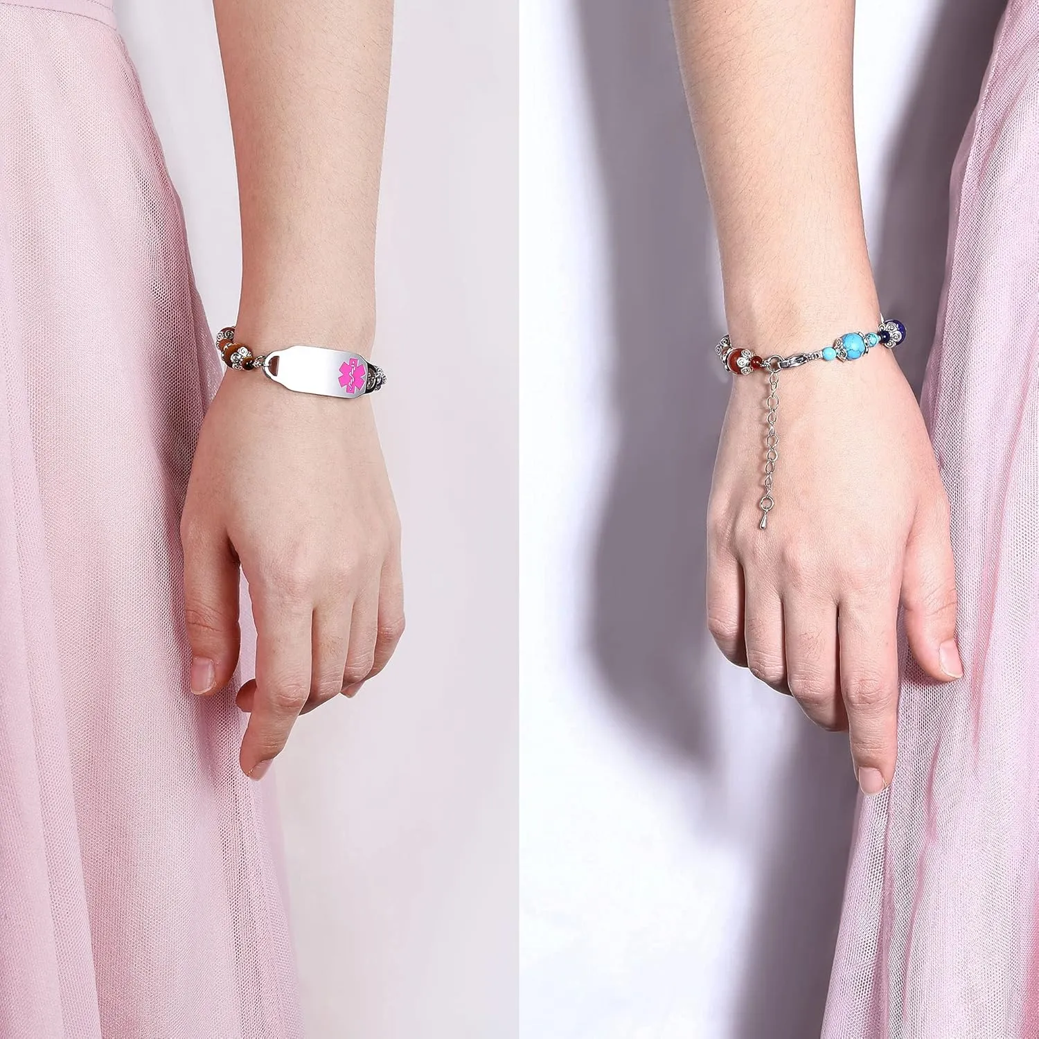 Women's Medical Alert ID Bracelets | Pre Engraved Type 1 Type 2 Diabetes Epilepsy Blood Thinner ID Bracelet | Diabetes Awareness Bracelet