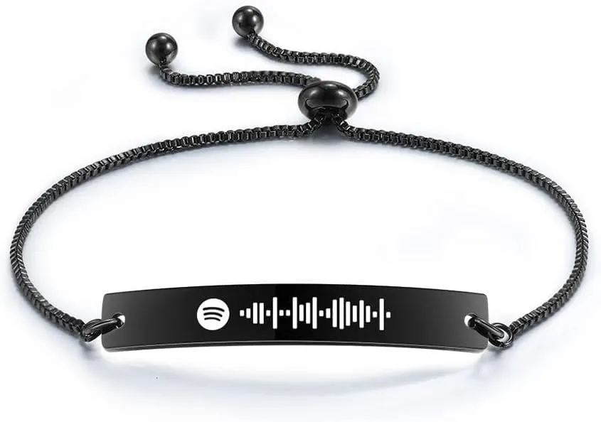 Women's Personalized Spotify Code Bracelet - Custom Engraved Music Song Code - BFF Friendship Jewelry - Thanksgiving & Birthday Christmas Gifts - Couples Gift Ideas - Silver Bracelets For Women -