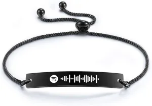 Women's Personalized Spotify Code Bracelet - Custom Engraved Music Song Code - BFF Friendship Jewelry - Thanksgiving & Birthday Christmas Gifts - Couples Gift Ideas - Silver Bracelets For Women -