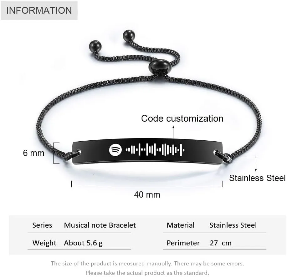 Women's Personalized Spotify Code Bracelet - Custom Engraved Music Song Code - BFF Friendship Jewelry - Thanksgiving & Birthday Christmas Gifts - Couples Gift Ideas - Silver Bracelets For Women -