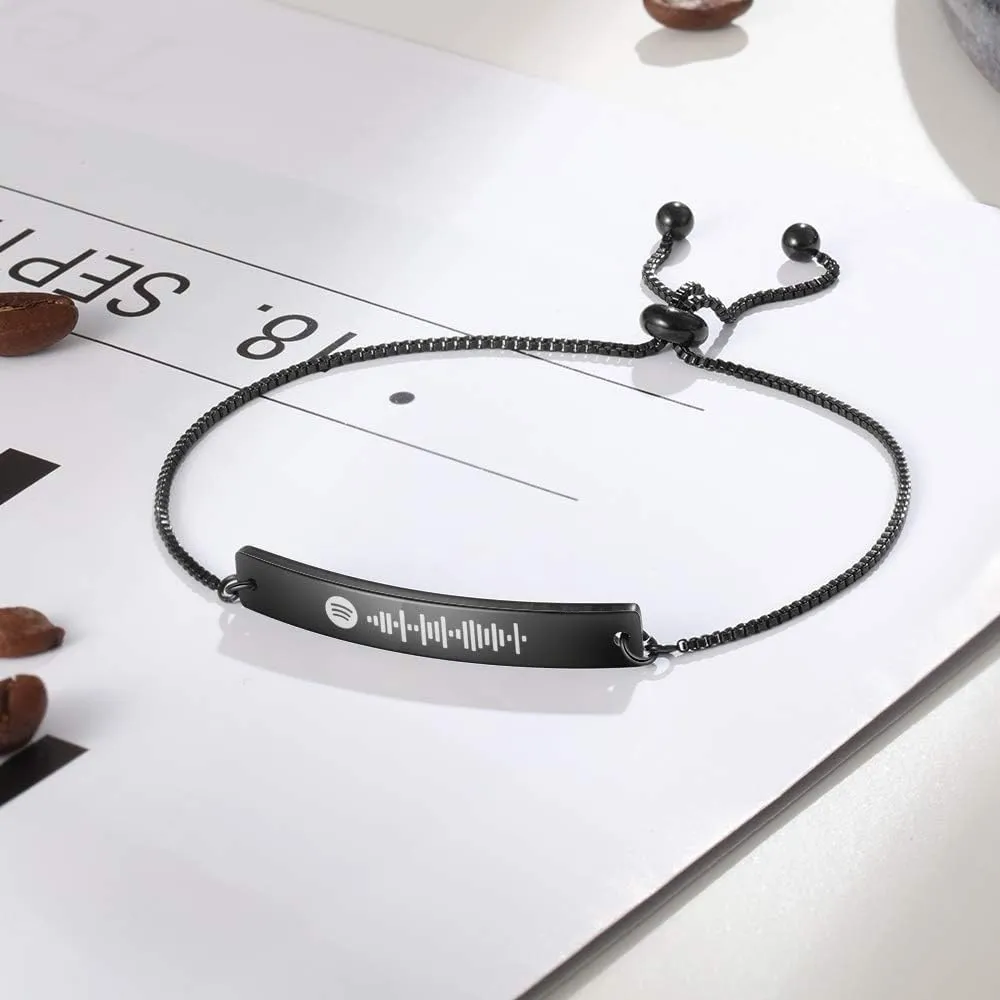 Women's Personalized Spotify Code Bracelet - Custom Engraved Music Song Code - BFF Friendship Jewelry - Thanksgiving & Birthday Christmas Gifts - Couples Gift Ideas - Silver Bracelets For Women -