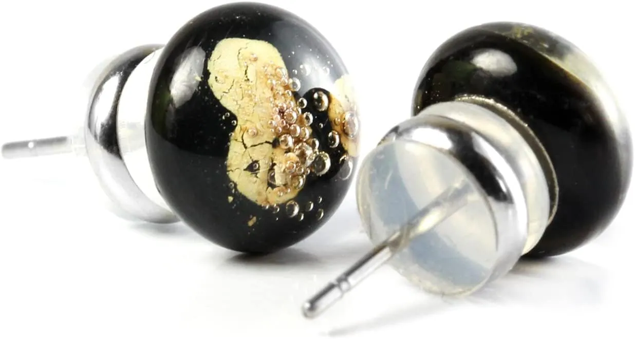 Women's Stud Earrings - Handcrafted Eco-Friendly Design - Made from Recycled Glass - Hypoallergenic Stainless Steel Backings - Perfect for Gifting & Special Occasions - 12mm