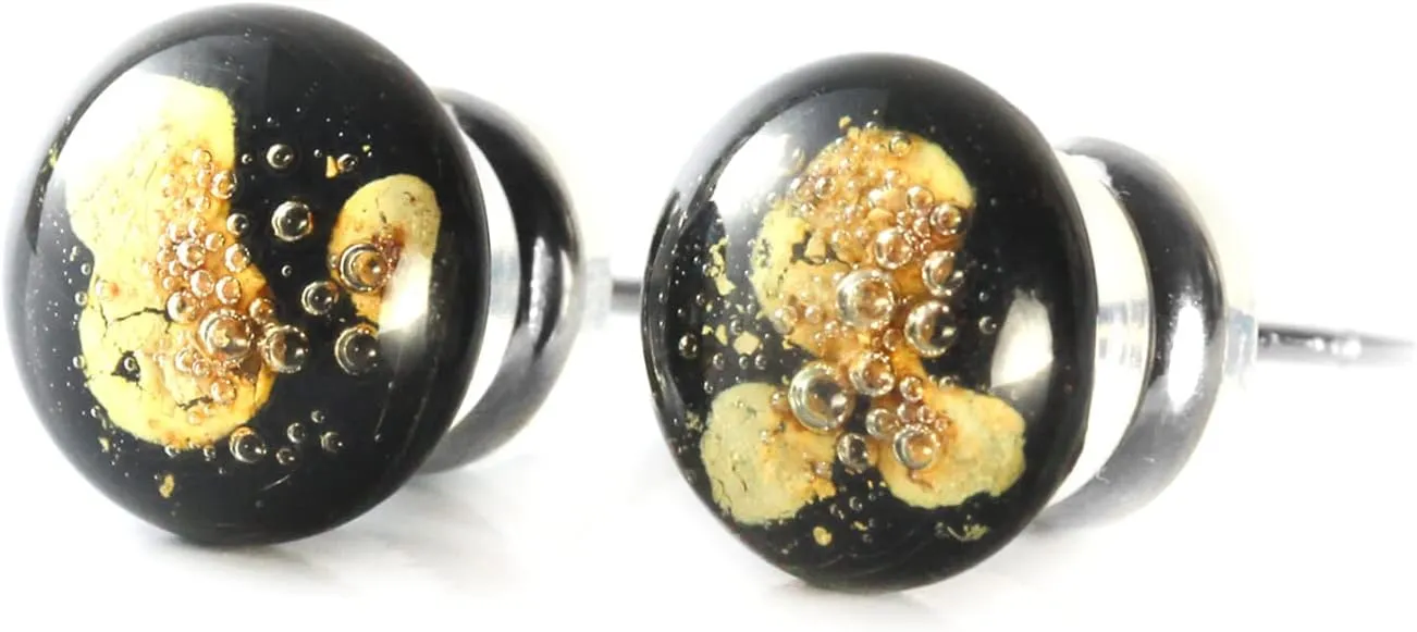 Women's Stud Earrings - Handcrafted Eco-Friendly Design - Made from Recycled Glass - Hypoallergenic Stainless Steel Backings - Perfect for Gifting & Special Occasions - 12mm