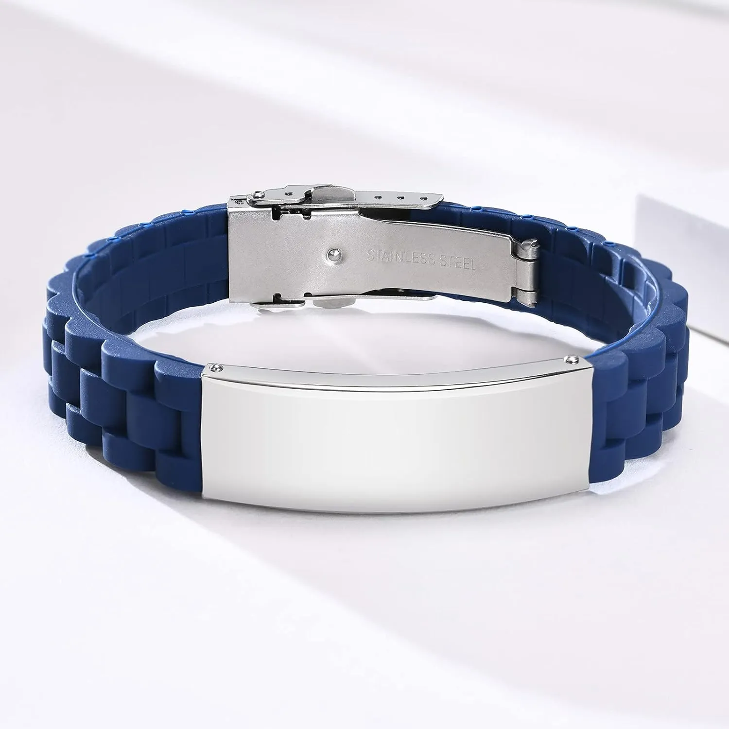 XUANPAI Custom Mens Bracelet Personalized Braided Engraved Name Bracelets for Men Customized ID Cuff Wristband Gift for Dad Husband Boyfriend