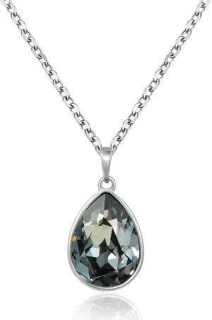 XUPING Teardrop Pendant Necklace Birthstone Crystal Sparkling Necklace for Women Wedding Party Accessories Gift