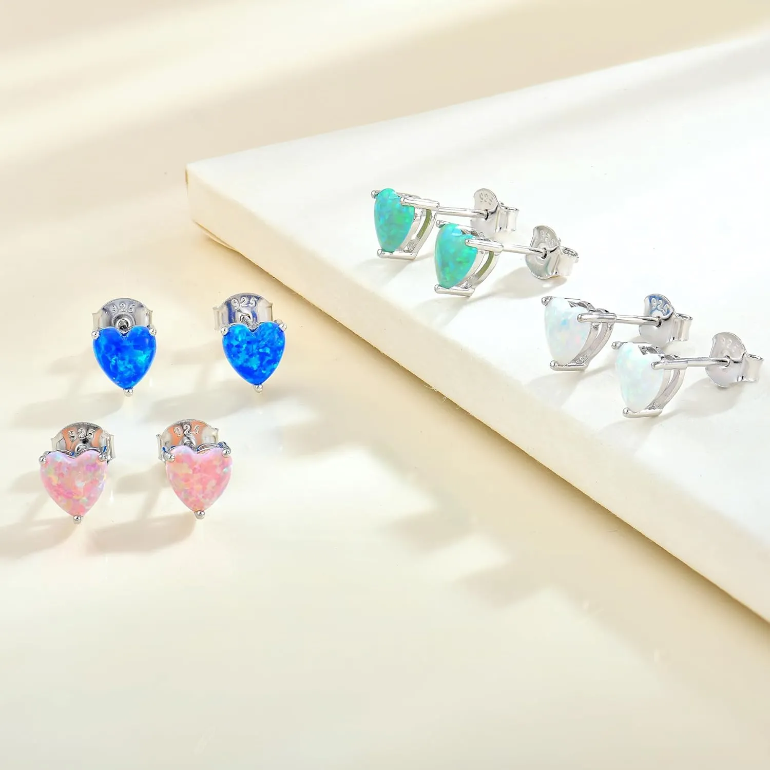 YL Heart Earrings 925 Sterling Silver Love Solitaire Stud Earrings 6x6 MM Birthstone Jewelry for Women