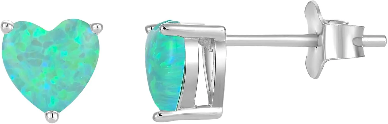 YL Heart Earrings 925 Sterling Silver Love Solitaire Stud Earrings 6x6 MM Birthstone Jewelry for Women