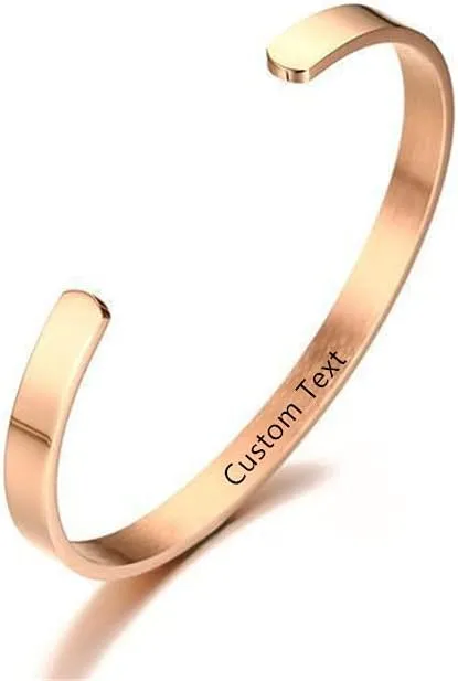 ZKXXJ Personalized Stainless Steel Bracelets for Women Girls,Custom Text Inspirational Motivational Cuff Bracelet Customized Bangle Best Friend Sister Jewelry Gift for Her,Free Engraving