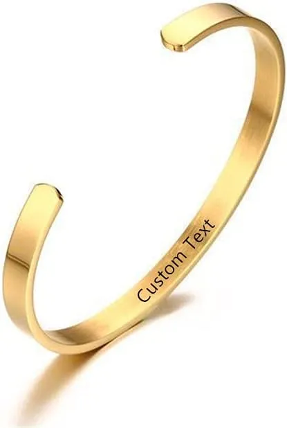 ZKXXJ Personalized Stainless Steel Bracelets for Women Girls,Custom Text Inspirational Motivational Cuff Bracelet Customized Bangle Best Friend Sister Jewelry Gift for Her,Free Engraving